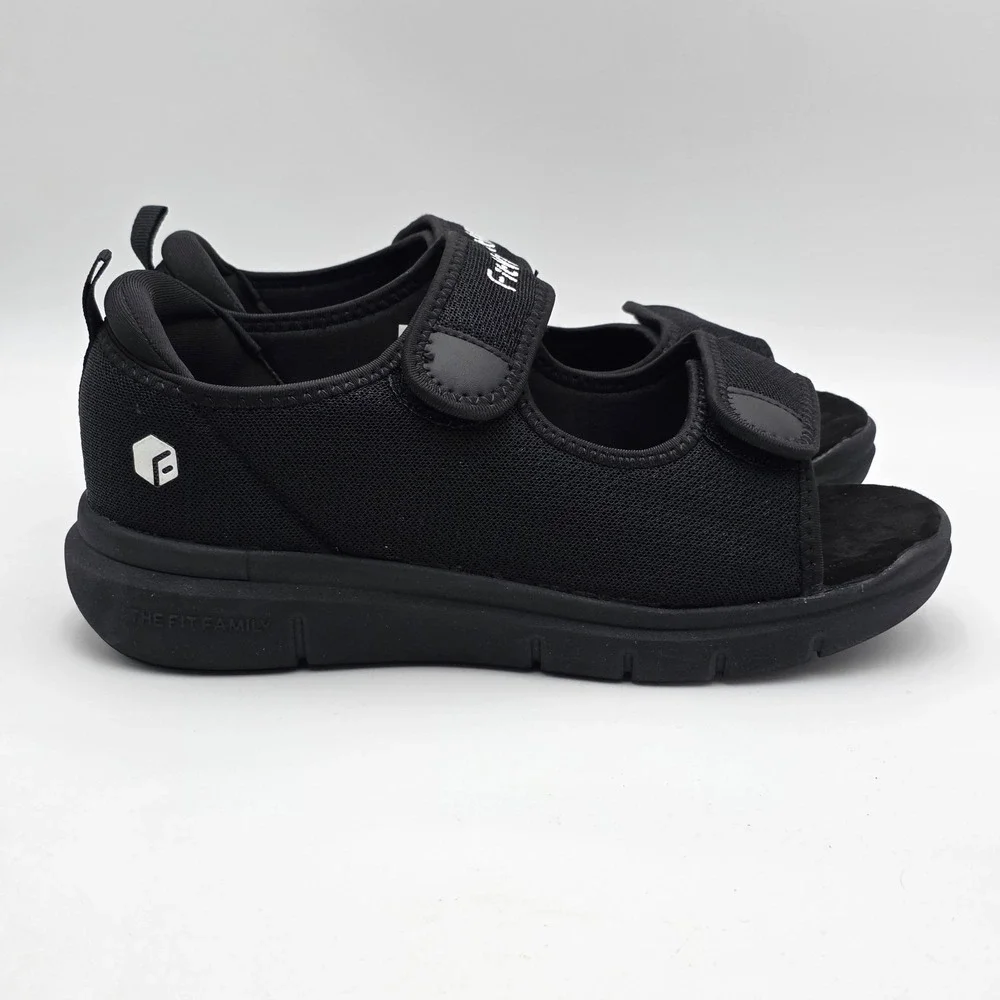 FitVille Women's Diabetic Sandals Casual Comfort Adjustable Shoes Black Size 10W